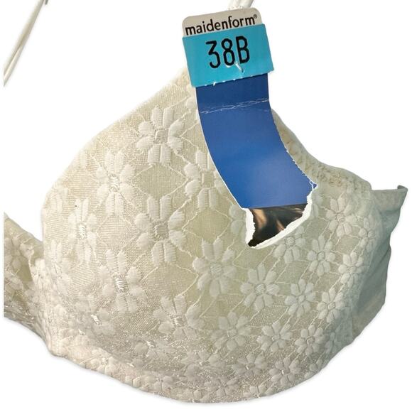 Vintage Maidenform Cream French Demi Daisy Floral Underwire Bra size 38B NEW Tag - Picture 5 of 8